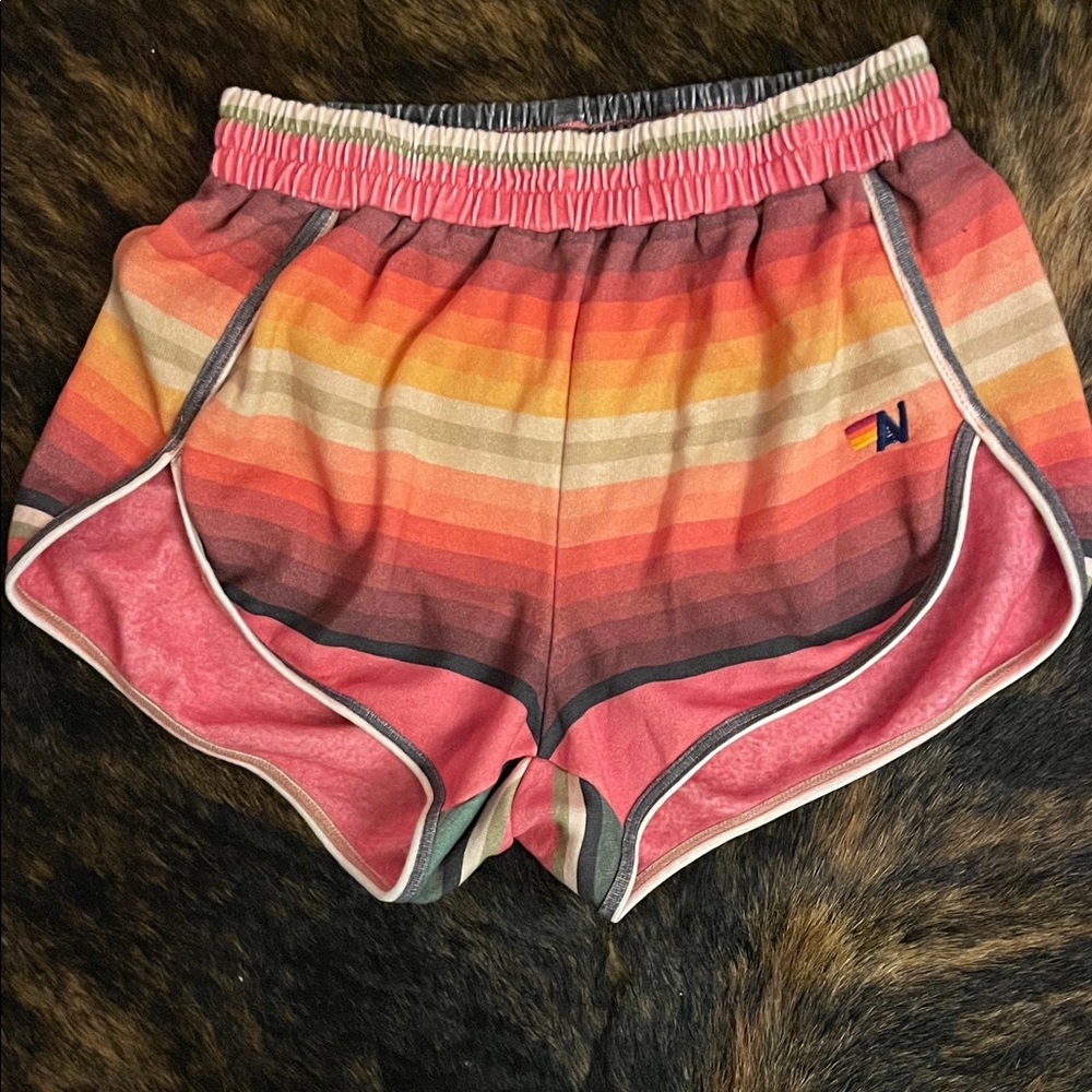 Aviator Nation Sunset Striped Athletic Shorts